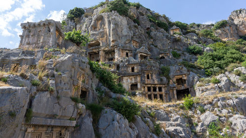 View of historic buildings against mountain