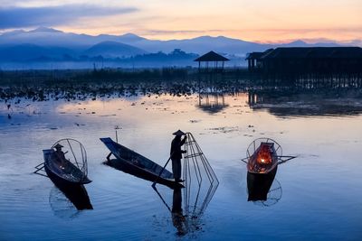 Traditional fisherman at dawn break