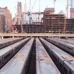 Railroad tracks in city