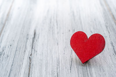 Close-up of heart shape on table