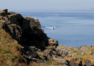 Scenic view of sea and rocks