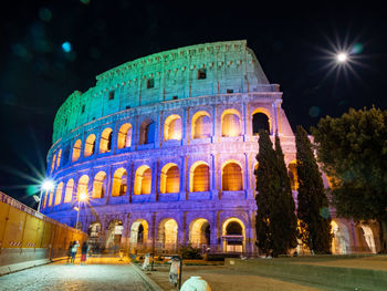 Illuminated building at night