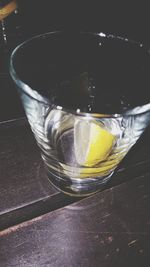 Close-up of water in glass on table