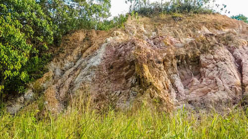 View of rock formation on land