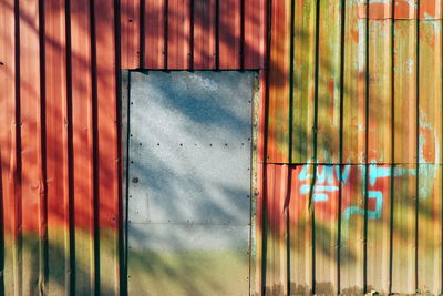 Close-up of multi colored metal structure
