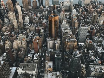 High angle view of city buildings