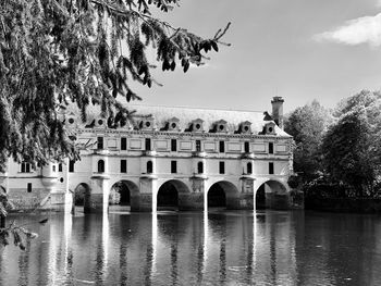 Reflection of building in water