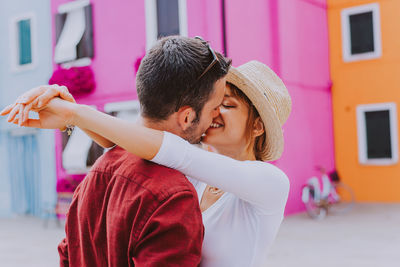 Young couple kissing