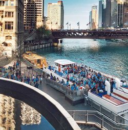 People in city at waterfront