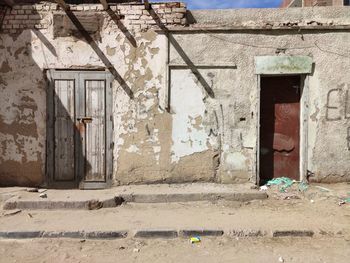 Closed door of old building