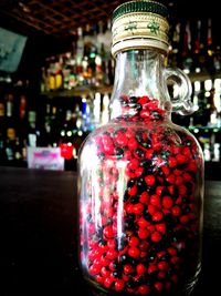 Close-up of bottles