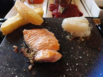 Close-up of served food in plate