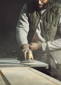 Man working on table