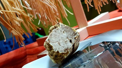 Close-up of ice cream on table