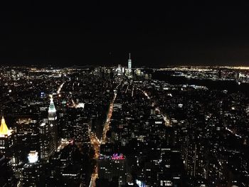 Aerial view of city at night