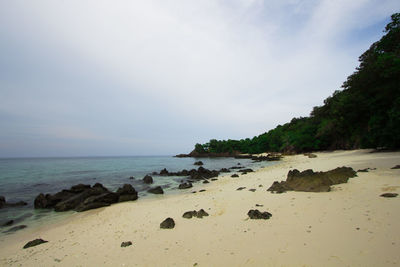 Scenic view of beach against sky