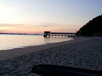 Scenic view of beach during sunset