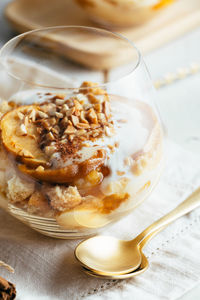 High angle view of breakfast served on table