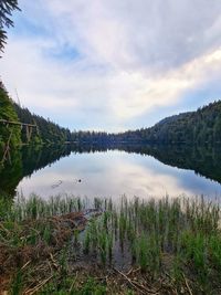 Scenic view of lake against sky