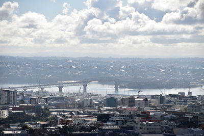 High angle view of townscape against sky