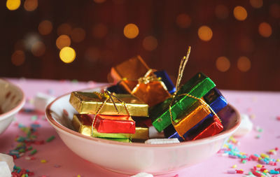 Close-up of cake on table