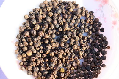 High angle view of coffee beans on table