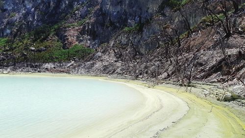 Scenic view of beach against mountain