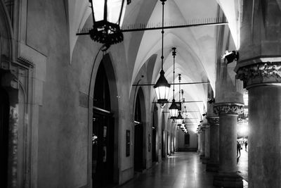 Interior of illuminated building