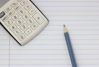 High angle view of pen on table