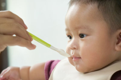 Close-up portrait of cute baby girl