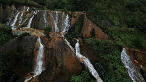 Scenic view of waterfall in forest