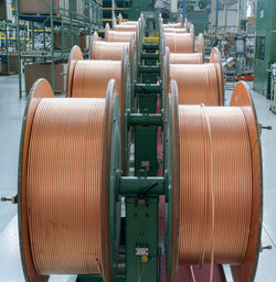 Copper spools in factory