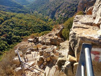 High angle view of rock formations on landscape