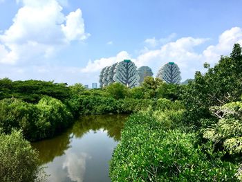 Scenic view of lake against sky