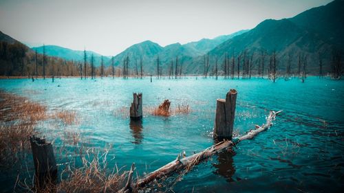 Scenic view of lake against sky