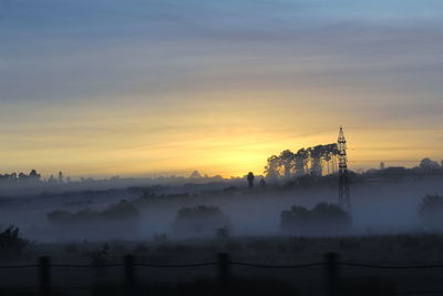 Silhouette trees against sky during sunset