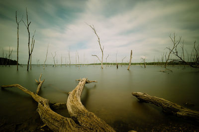 Scenic view of lake against sky