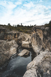 Scenic view of rocks against sky