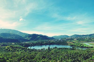 Scenic view of lake against sky