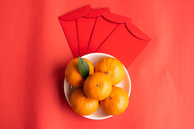 High angle view of fruits in container