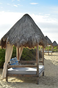 Glamping beach bed relaxation on the shore