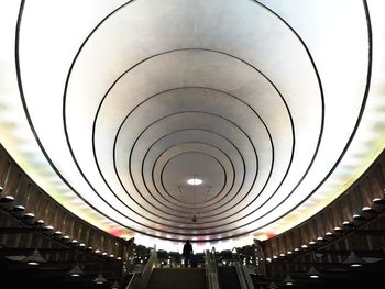 Low angle view of illuminated ceiling