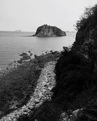 Scenic view of sea against clear sky