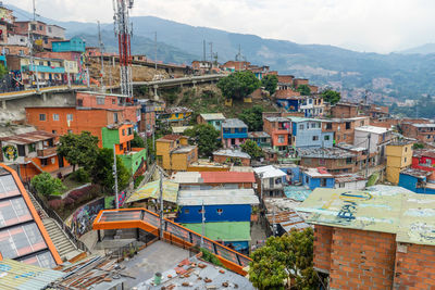 High angle view of cityscape against sky