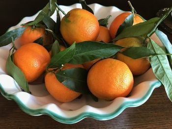 High angle view of oranges on table