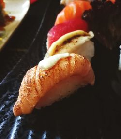 Close-up of sushi served on plate