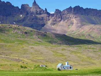 Scenic view of landscape against mountains