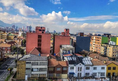 High angle view of townscape against sky