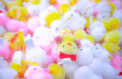 Close-up of multi colored stuffed animal toys