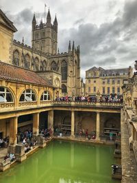 View of buildings against cloudy sky